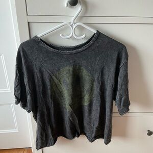 Gray washed Smiley Face Women's Top